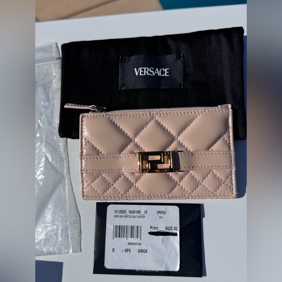 Versace Greca Goddess zippered card case Full Inclusion Blush Pink - Picture 3 of 12